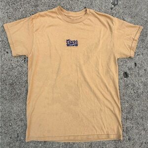 Tan Crew Neck Short Sleeve Tee with Chest Design